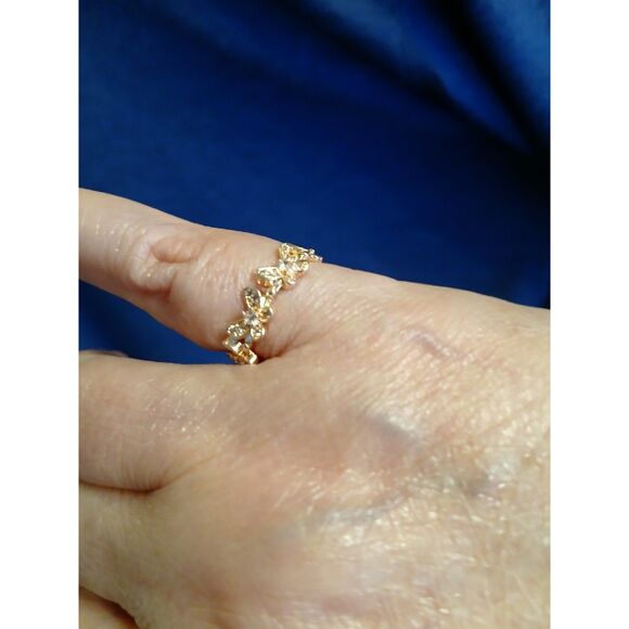 Dainty Gold Rhinestone Butterfly Ring Adjustable Butterflies - Picture 5 of 7